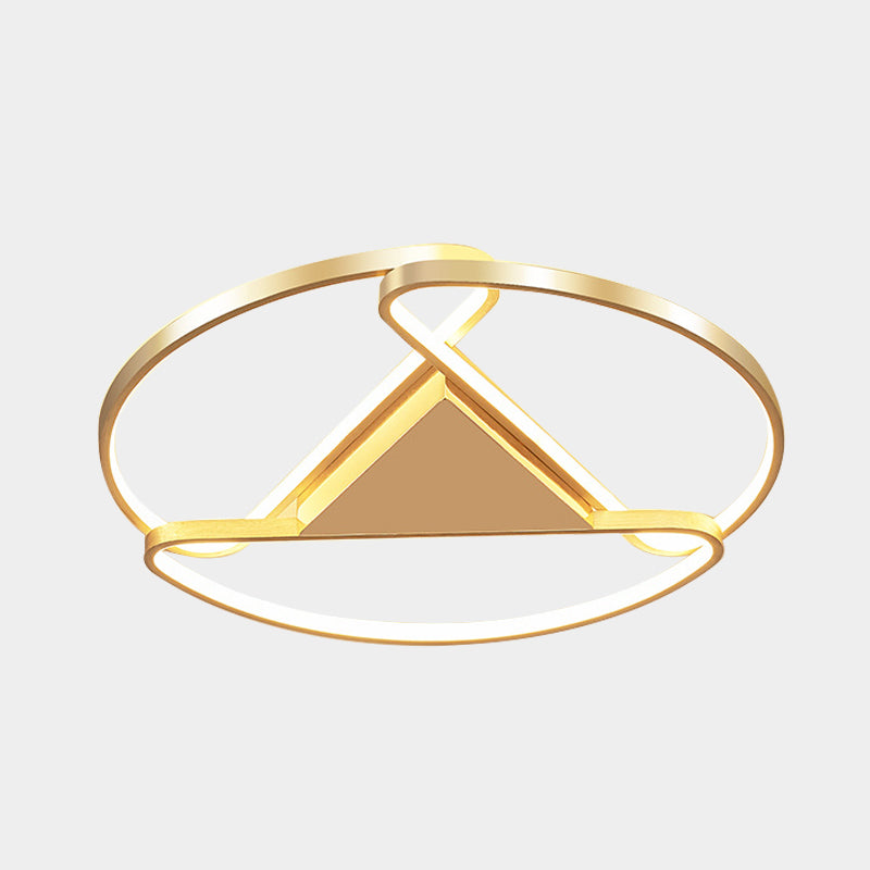 3-Semicircle Acrylic Flushmount Modernism 18"/23.5" Wide LED Gold Flush Mount Ceiling Light with Triangle Canopy Middle, Warm/White Light