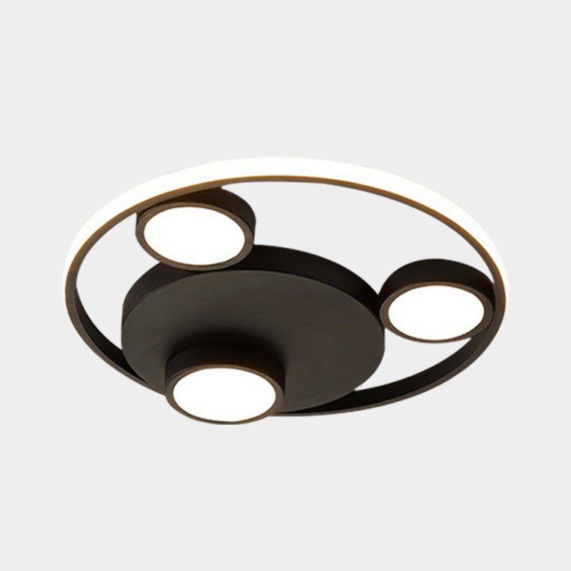 Bear Head Shape Flush Light Fixture Contemporary Acrylic LED Black Flush Mounted Lamp