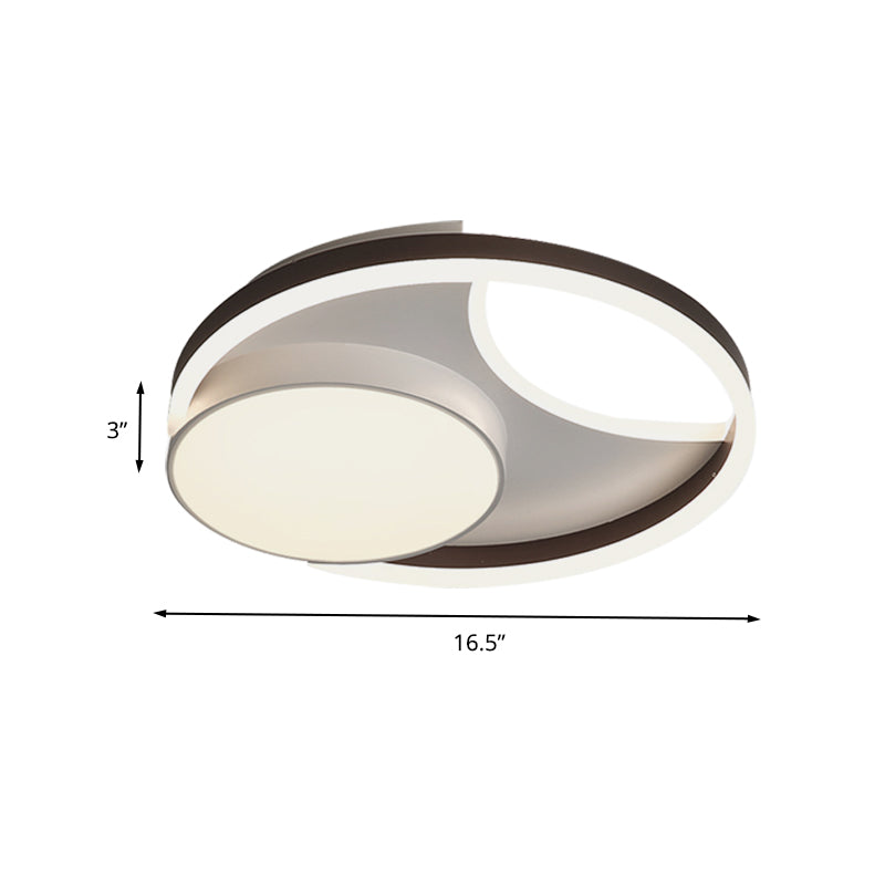 Metallic Round Flushmount Lighting Minimalist LED Ceiling Mounted Fixture in Coffee for Bedroom, 16.5"/20.5" Wide