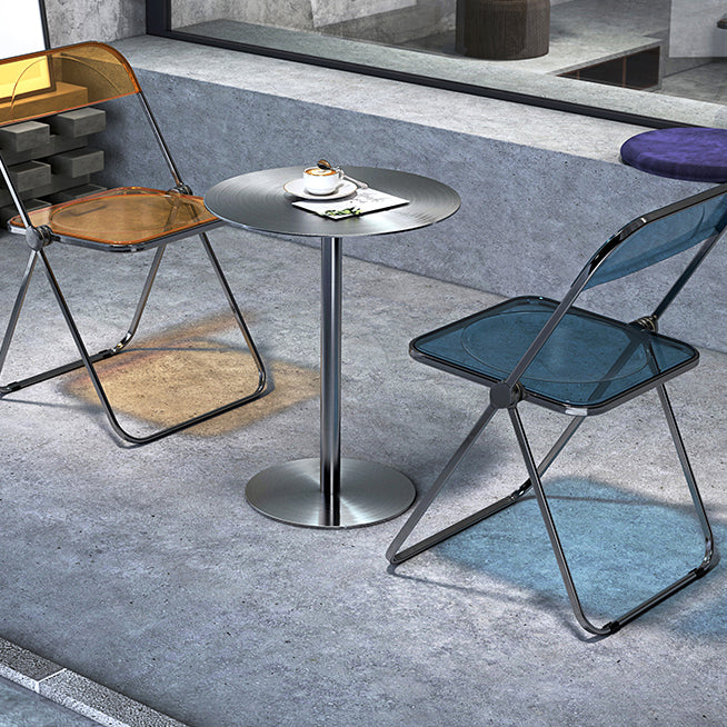 Round Counter Height Metal Dining Table in Steel Industrial Counter Table