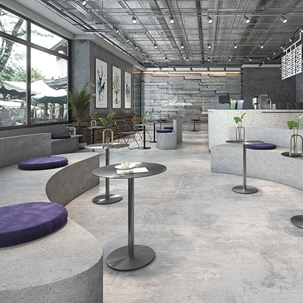 Round Counter Height Metal Dining Table in Steel Industrial Counter Table