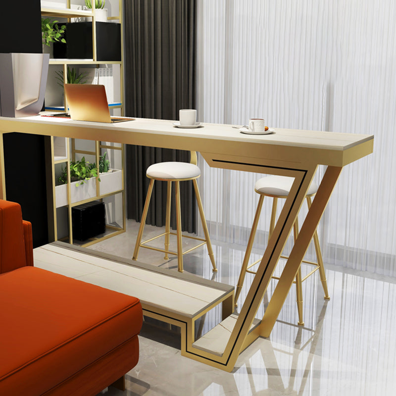 Metal and Slate Rectangular Table Glam Bar Counter Home Bar Table