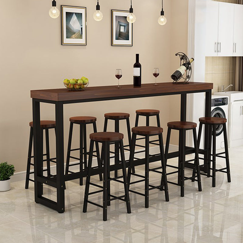 Iron Solid Wood Rectangular Table Industrial Style Home Bar Table