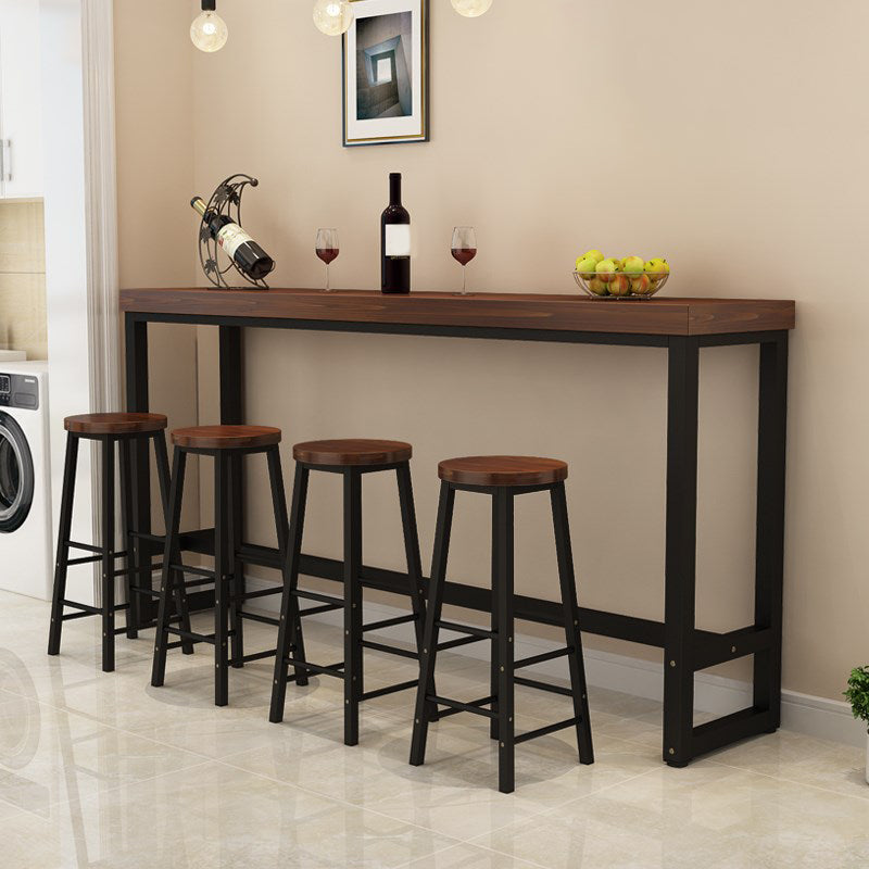 Iron Solid Wood Rectangular Table Industrial Style Home Bar Table