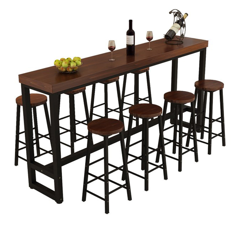 Iron Solid Wood Rectangular Table Industrial Style Home Bar Table