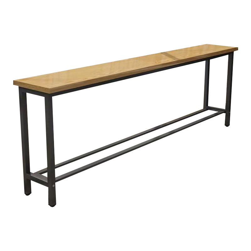 Modern Wood Counter Table Rectangle Top Table with Black Base