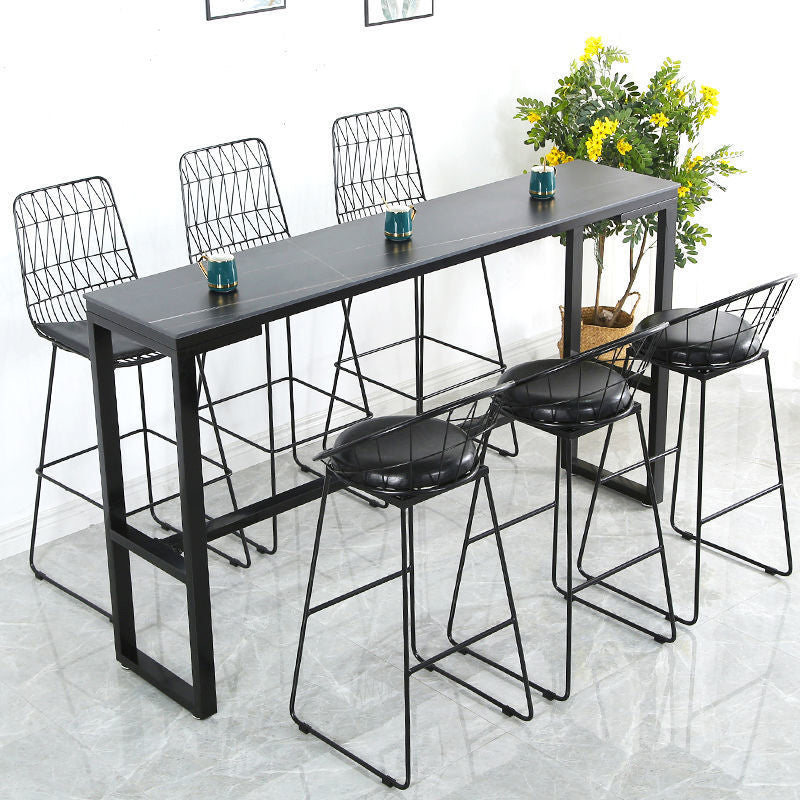 Faux Marble Counter Dining Table Contemporary Metal Base Counter Wine Table