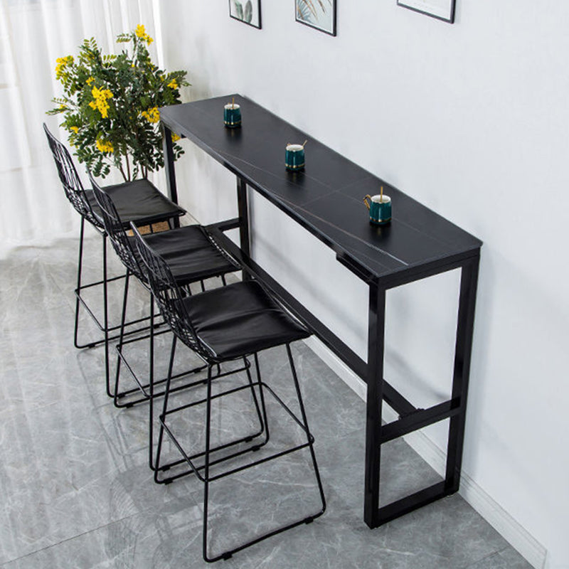 Faux Marble Counter Dining Table Contemporary Metal Base Counter Wine Table