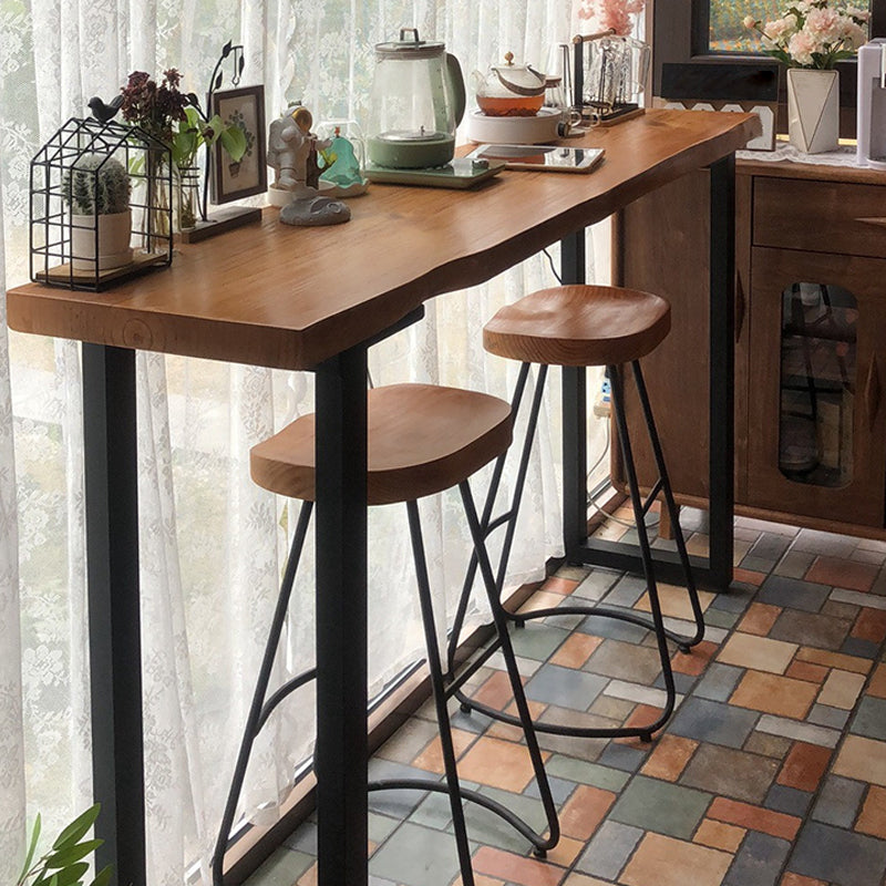 Metal Wood Rectangular Table Modern Minimalist Home Living Room Bar Table
