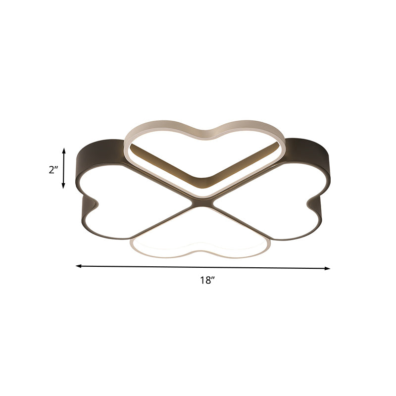 Clover Ceiling Flush Mount Contemporary Metal LED Black Flush Light Fixture for Bedroom in Warm/White Light