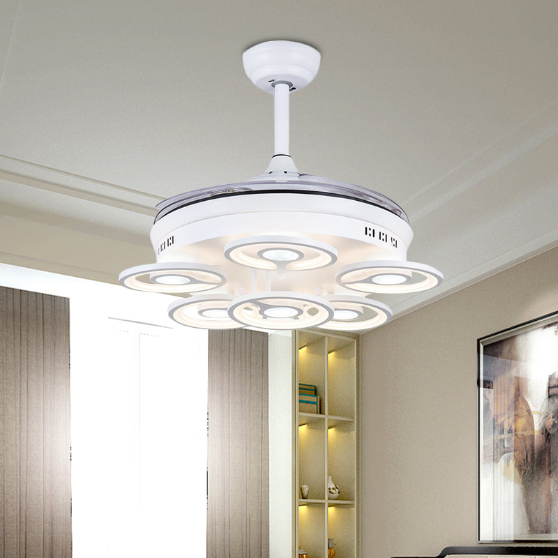 21,5 "W Acrylkreisendeckenlüfter Licht Moderne LED White Semi Flush Mount Lampe mit 3 klaren Klingen
