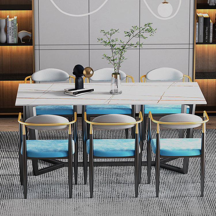 Modern Rectangle Stone Table Set 1/2/7 Pieces Dining Set for Kitchen