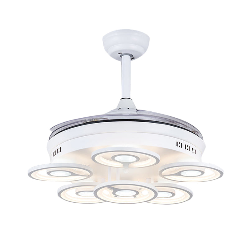 21,5 "W Acrylkreisendeckenlüfter Licht Moderne LED White Semi Flush Mount Lampe mit 3 klaren Klingen