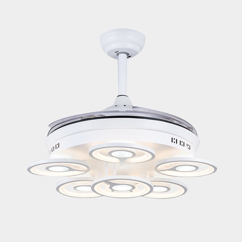 21,5 "W Acrylkreisendeckenlüfter Licht Moderne LED White Semi Flush Mount Lampe mit 3 klaren Klingen