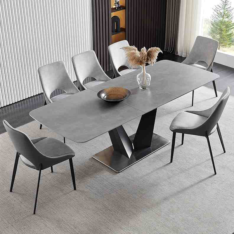 Contemporary Sintered Stone Dining Table Set 1/4/7 Pieces Dining Set for Small Space