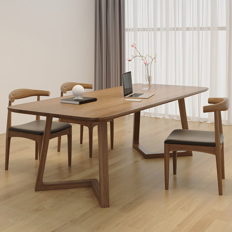 Modern 1/2/4 Pieces Rectangle Dining Set Solid Wood Dining Table with Wooden Chairs