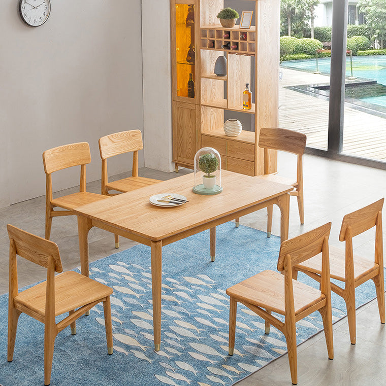 Modern Style Rectangle Wooden Table Set 1/2/7 Pieces Dining Set for Kitchen