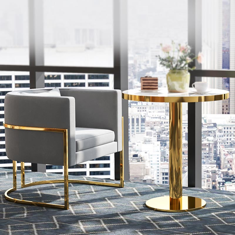 Glam Style Faux Marble Dining Set Round 1/2/3/5 Pieces Dining Set for Home Use