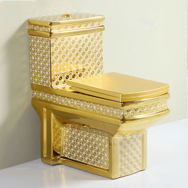 Traditional Style Golden Toilet Siphon Jet One Piece Toilet with Slow Close Seat