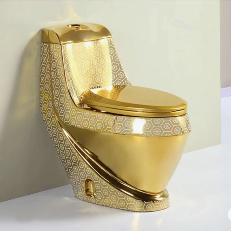 Traditional Style Golden Toilet Siphon Jet One Piece Toilet with Slow Close Seat