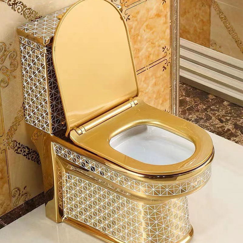 Traditional Style Golden Toilet Siphon Jet One Piece Toilet with Slow Close Seat