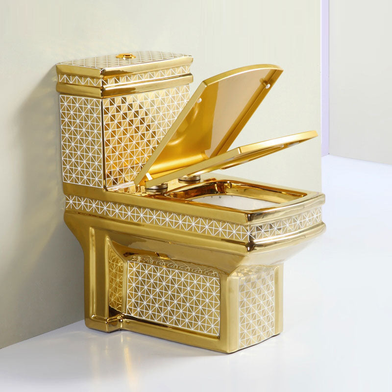 Traditional Style Golden Toilet Siphon Jet One Piece Toilet with Slow Close Seat