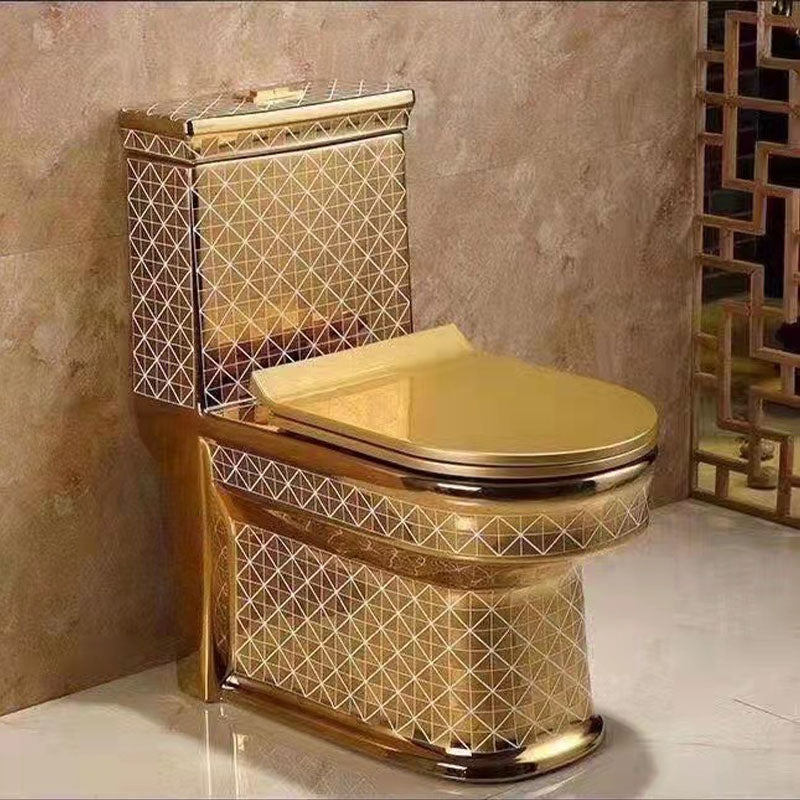 Traditional Style Golden Toilet Siphon Jet One Piece Toilet with Slow Close Seat