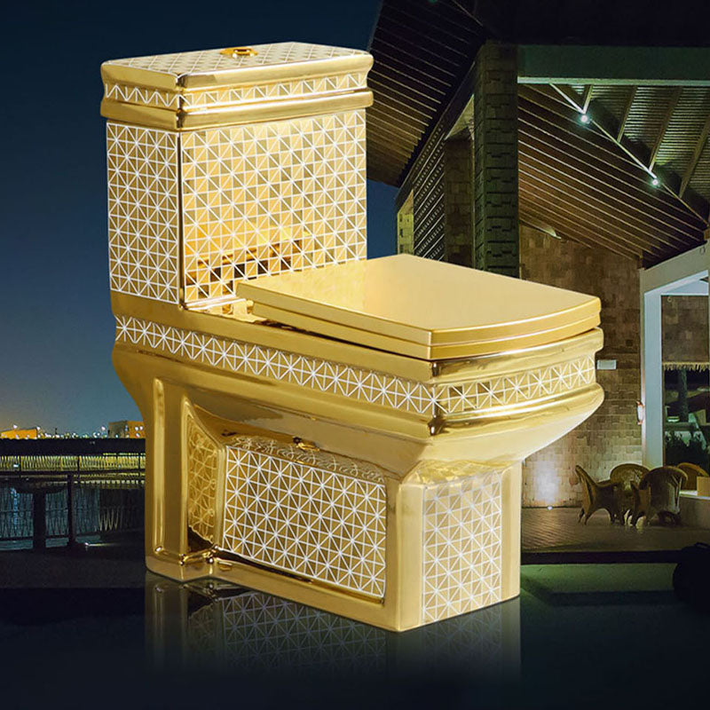 Traditional Style Golden Toilet Siphon Jet One Piece Toilet with Slow Close Seat