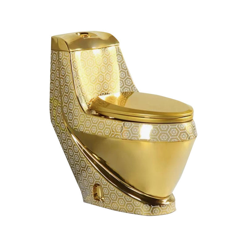 Traditional Style Golden Toilet Siphon Jet One Piece Toilet with Slow Close Seat