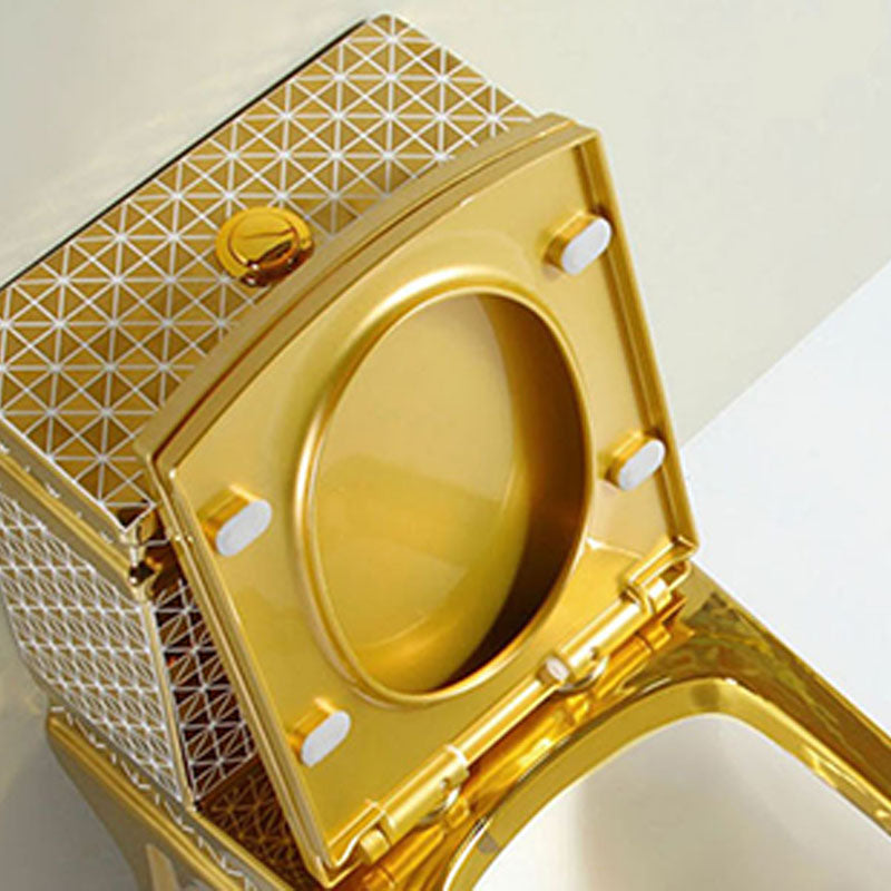 Traditional Style Golden Toilet Siphon Jet One Piece Toilet with Slow Close Seat
