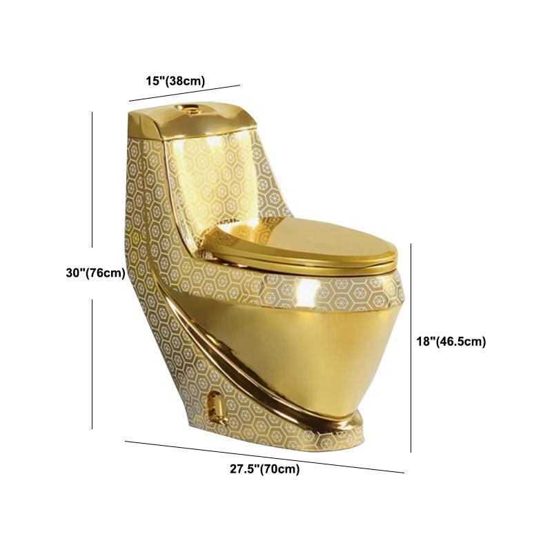 Traditional Style Golden Toilet Siphon Jet One Piece Toilet with Slow Close Seat