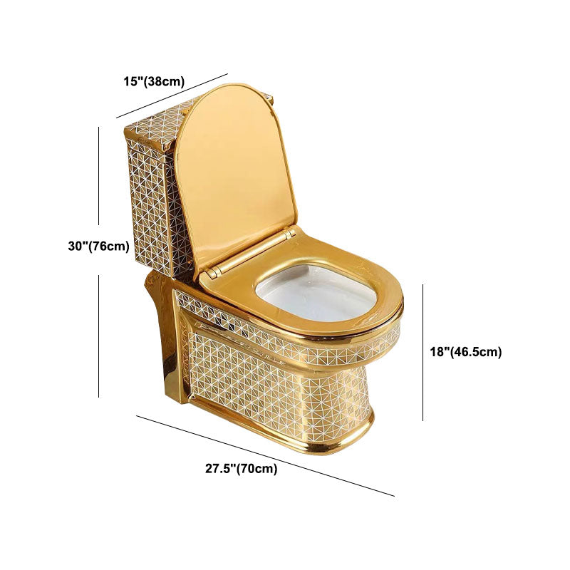 Traditional Style Golden Toilet Siphon Jet One Piece Toilet with Slow Close Seat