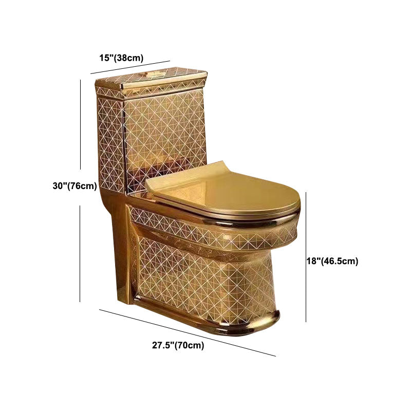 Traditional Style Golden Toilet Siphon Jet One Piece Toilet with Slow Close Seat