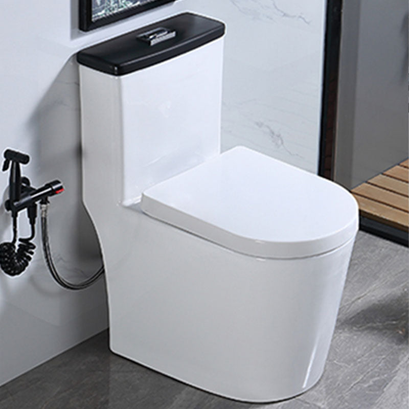 Floor Mount Toilet Black and White Toilet with Siphon Jet Water-saving Function