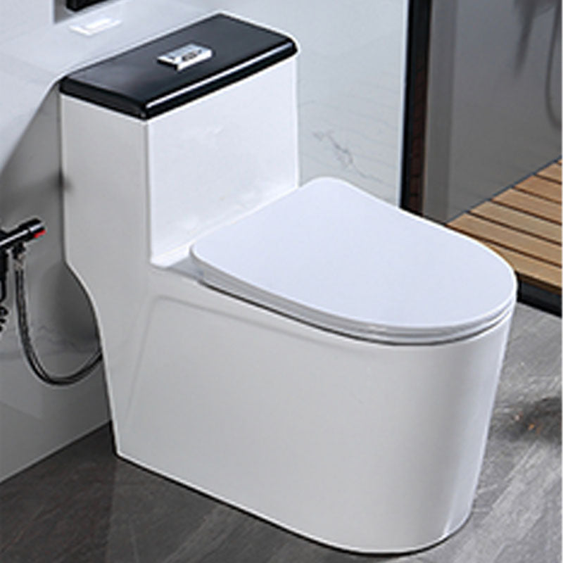 Floor Mount Toilet Black and White Toilet with Siphon Jet Water-saving Function