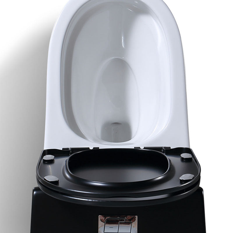 Floor Mount Toilet Black and White Toilet with Siphon Jet Water-saving Function