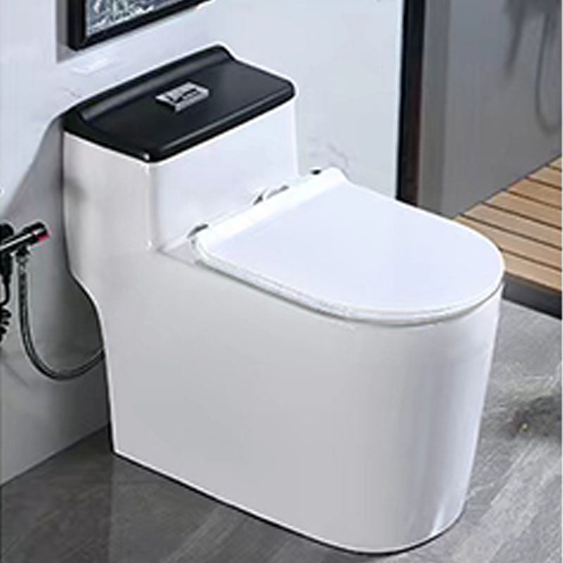 Floor Mount Toilet Black and White Toilet with Siphon Jet Water-saving Function