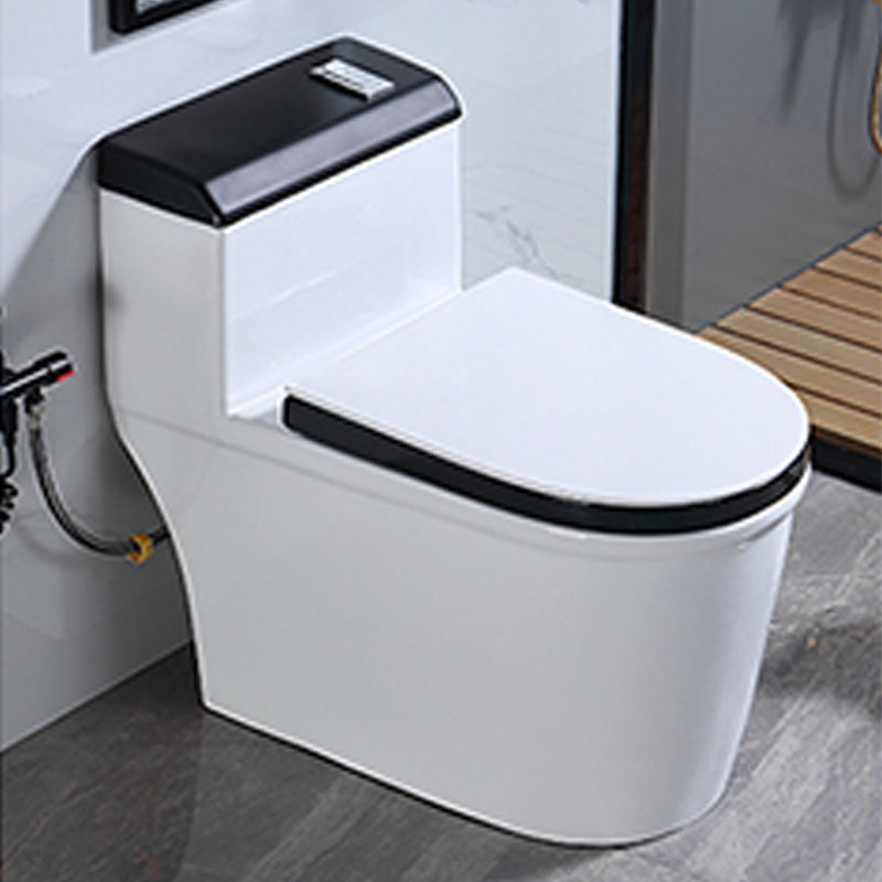 Floor Mount Toilet Black and White Toilet with Siphon Jet Water-saving Function