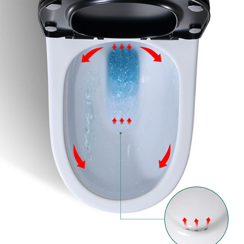 Floor Mount Toilet Black and White Toilet with Siphon Jet Water-saving Function