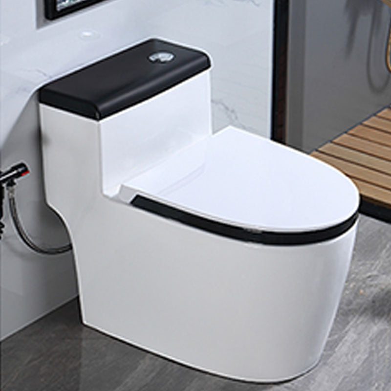 Floor Mount Toilet Black and White Toilet with Siphon Jet Water-saving Function