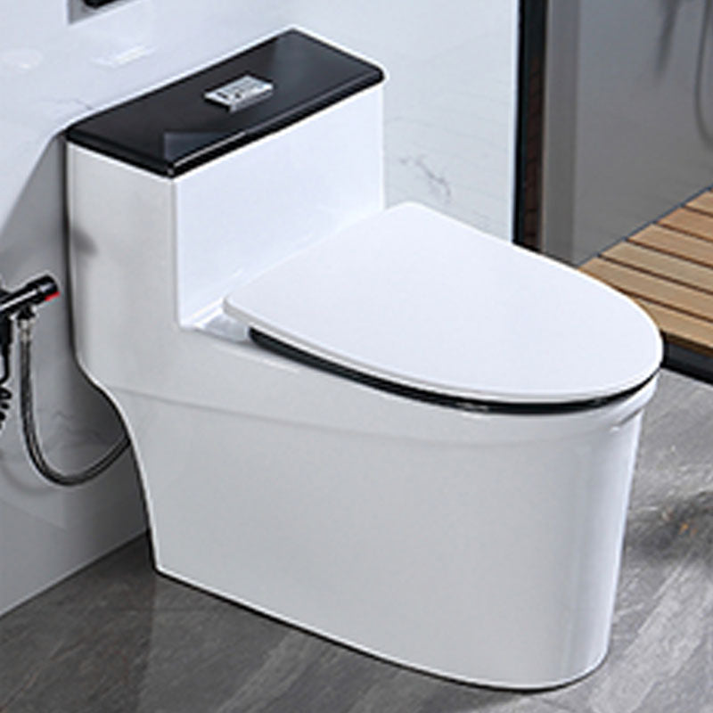 Floor Mount Toilet Black and White Toilet with Siphon Jet Water-saving Function