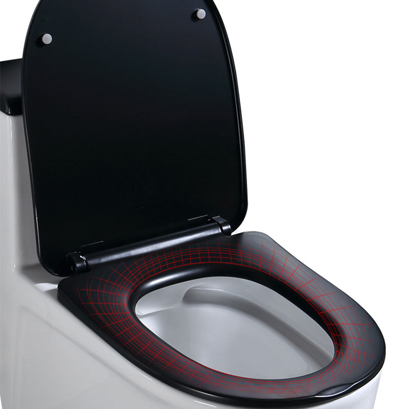 Floor Mount Toilet Black and White Toilet with Siphon Jet Water-saving Function