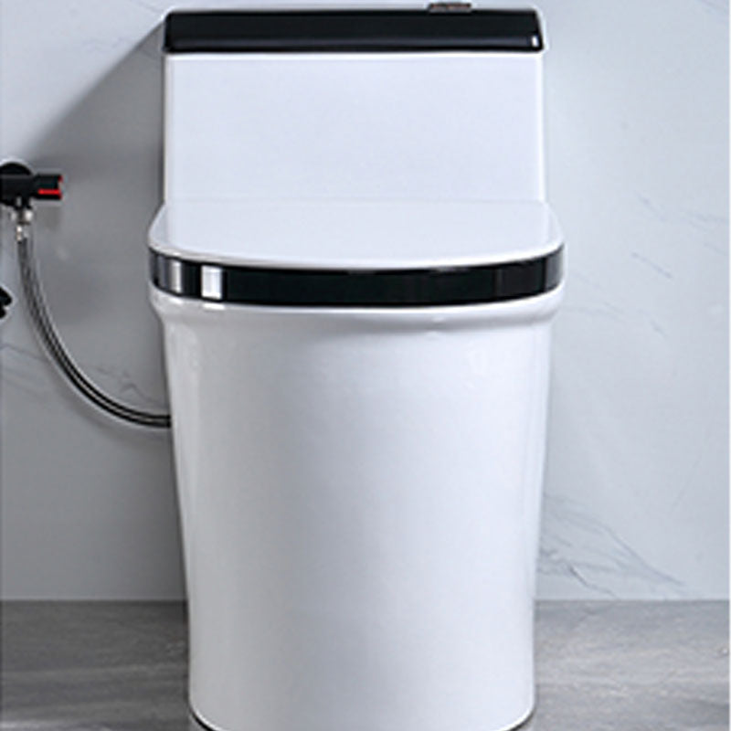 Floor Mount Toilet Black and White Toilet with Siphon Jet Water-saving Function