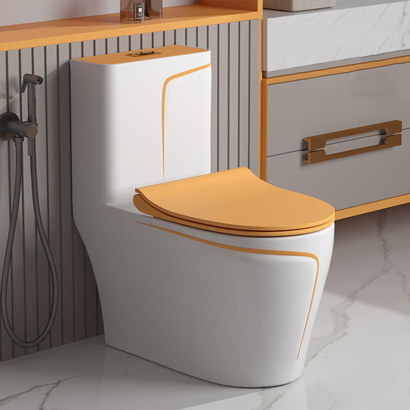 Orange Household Toilet Siphon Jet Toilet All-In-One Ceramic Toilet