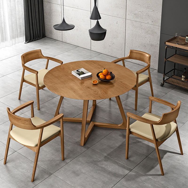 Modern Style Round Wood Table Set 1/2/4/7 Pieces Dining Set for Kitchen