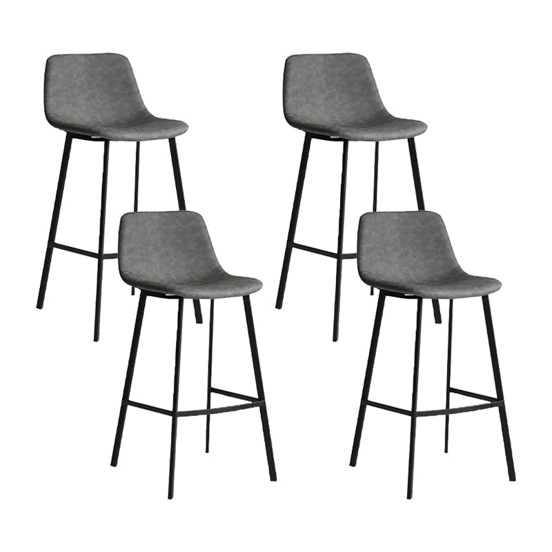 Modern Armless Bar Stool PU Leather Low Back Stools with Metal Frame