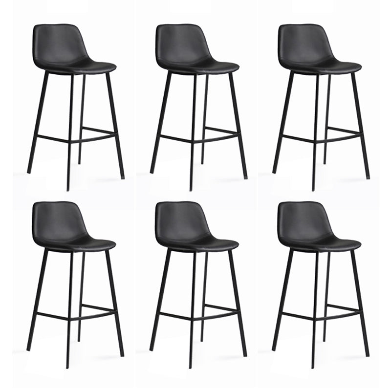 Modern Armless Bar Stool PU Leather Low Back Stools with Metal Frame