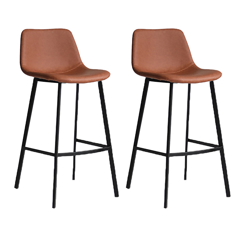 Modern Armless Bar Stool PU Leather Low Back Stools with Metal Frame