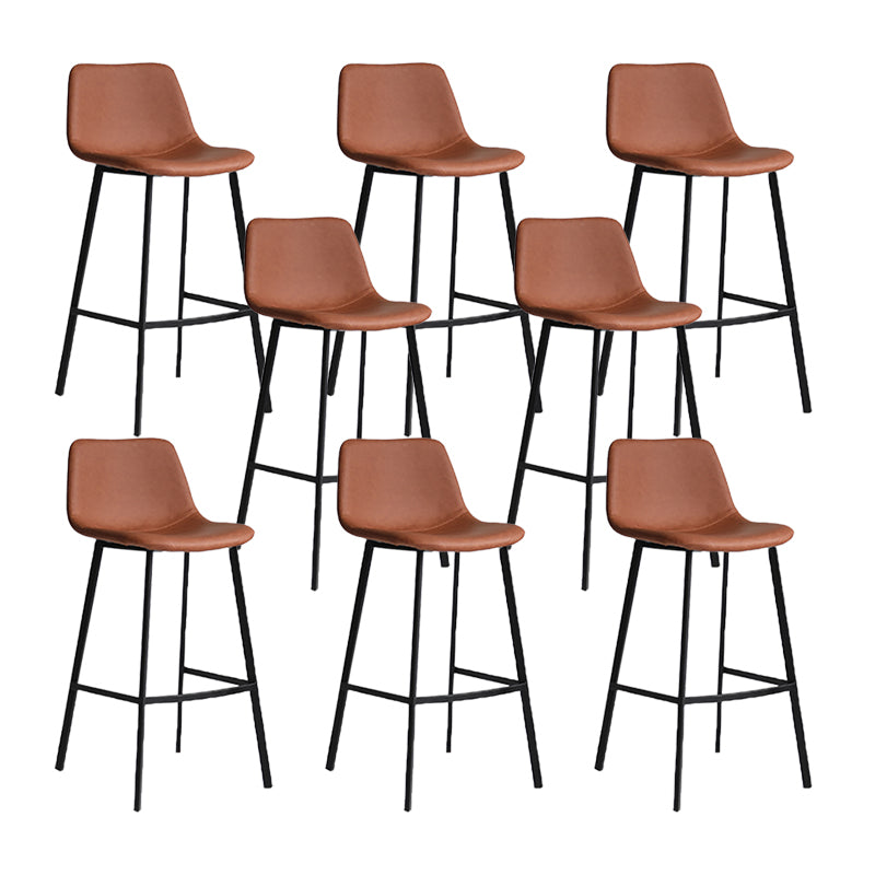 Modern Armless Bar Stool PU Leather Low Back Stools with Metal Frame