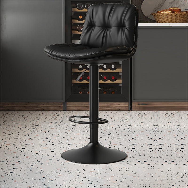 Scandinavian Adjustable Height Bar Stool Leather Upholstered Bar Stool